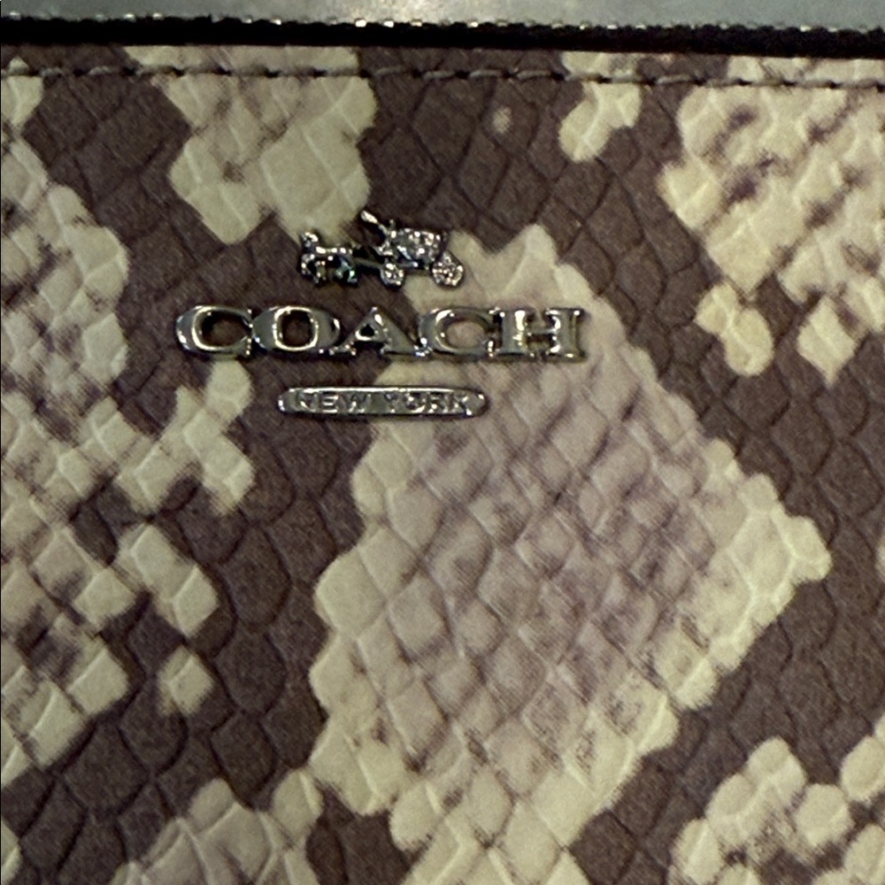 Coach Python Pattern Wristlet - Brown And Cream - image 3